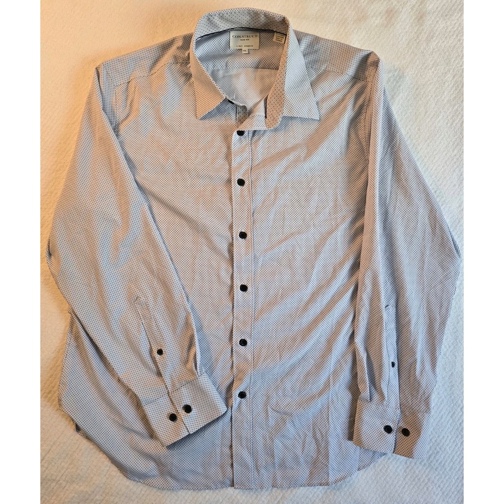 CON.STRUCT Button Down Shirt XL Slim Fit 4 -Way Stretch Blue